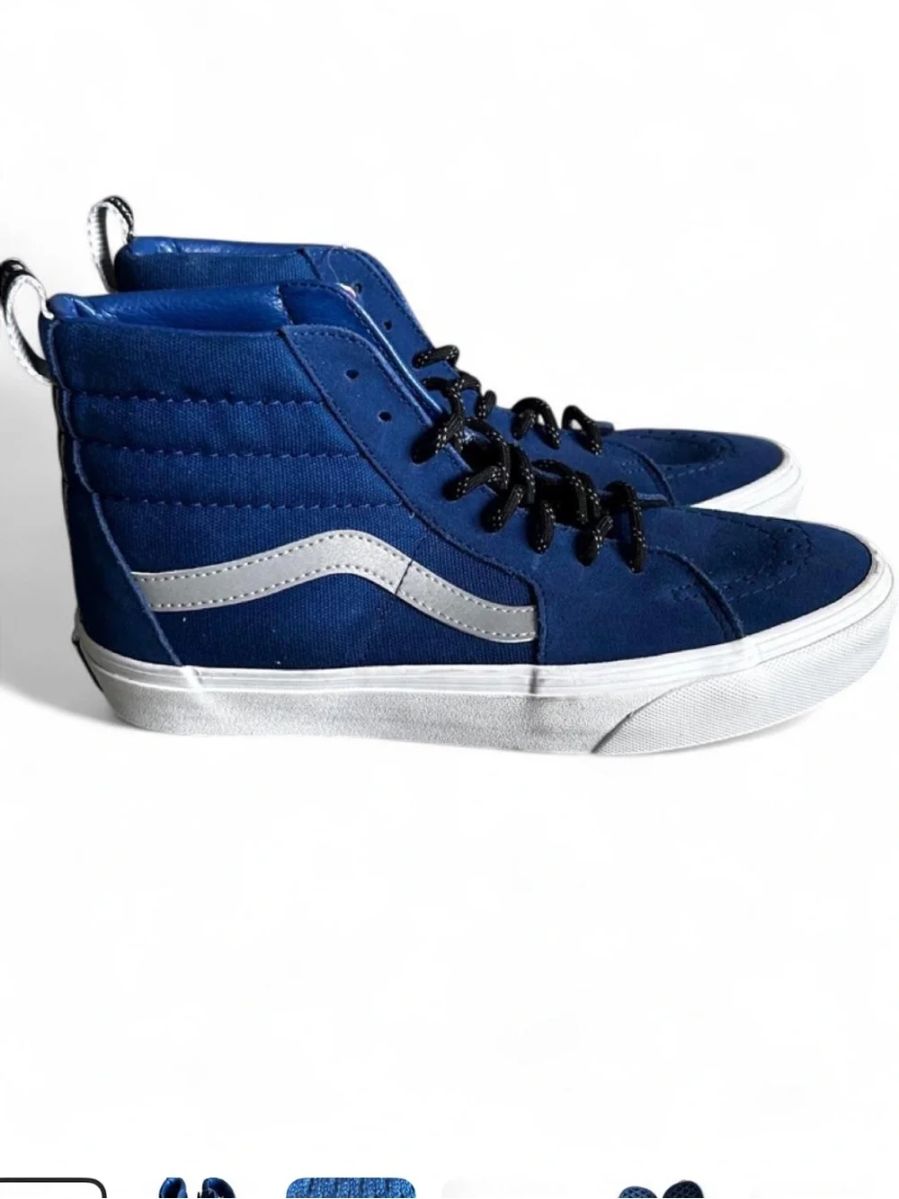 🦋VANS Size 8 Sk8-Hi OTW Webbing sneakers in blue with a reflective Sidestripe